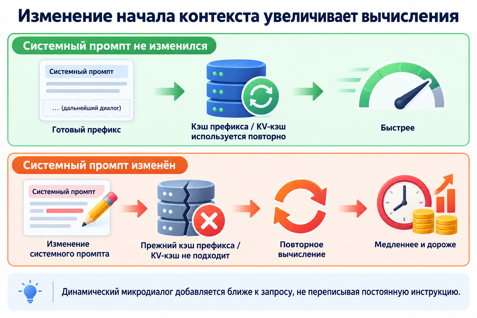 Изменение системного промпта нарушает повторное использование кэша префикса